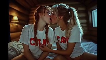 Лесбийская фантазия из американского летнего лагеря 1990-х годов (лесбийские отношения, лизание вагины, взаимная мастурбация, фингертинг, сидение на лице, рыжеволосая, идеальная попа, грудь) - сгенерировано ИИ) 3 мин.
