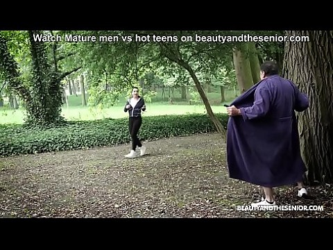 Creepy old guy licks ass and fucks runner in the park